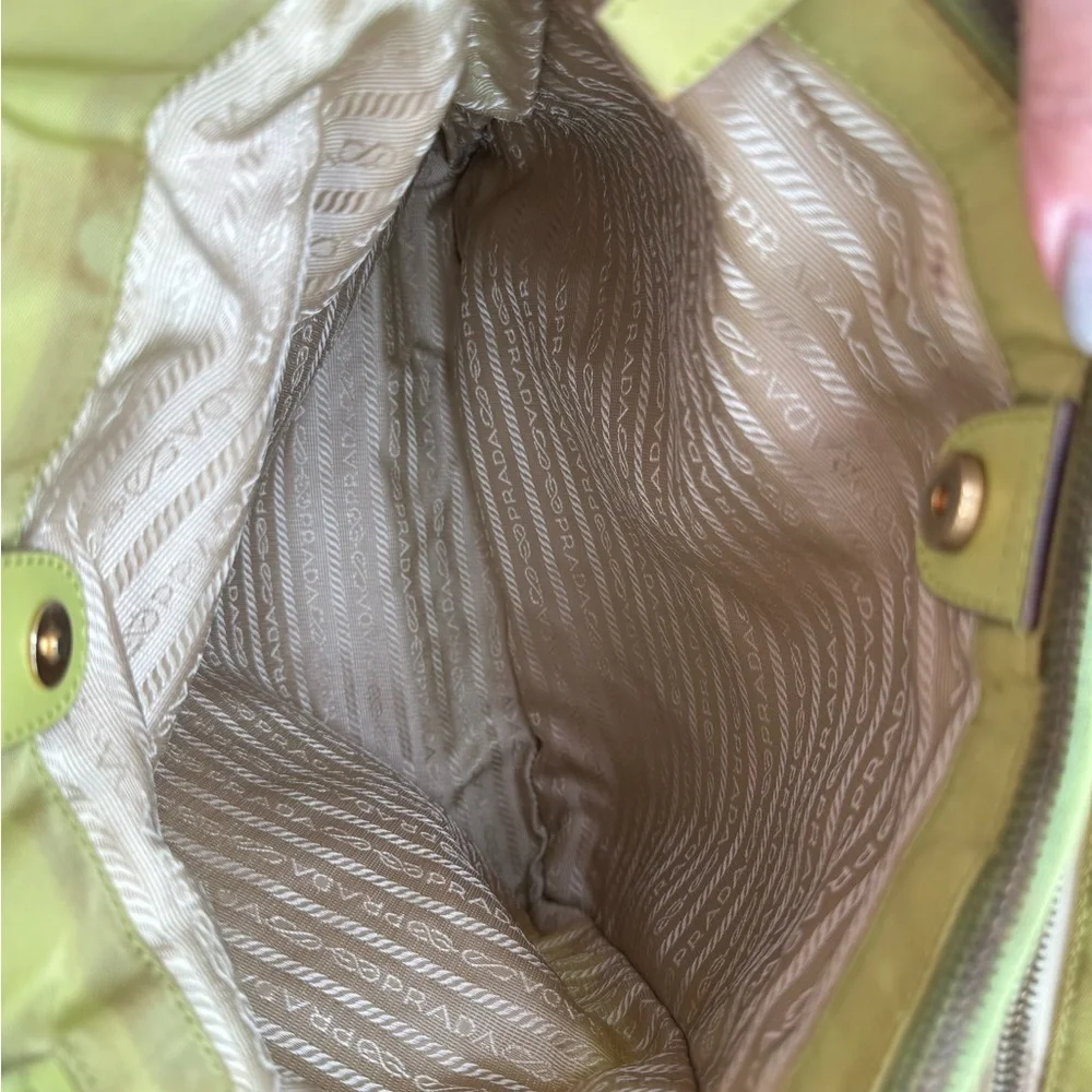 Prada - Authentic - Lime Green Canvas / Nylong Shoulder / Tote Bag - Picture 15 of 16